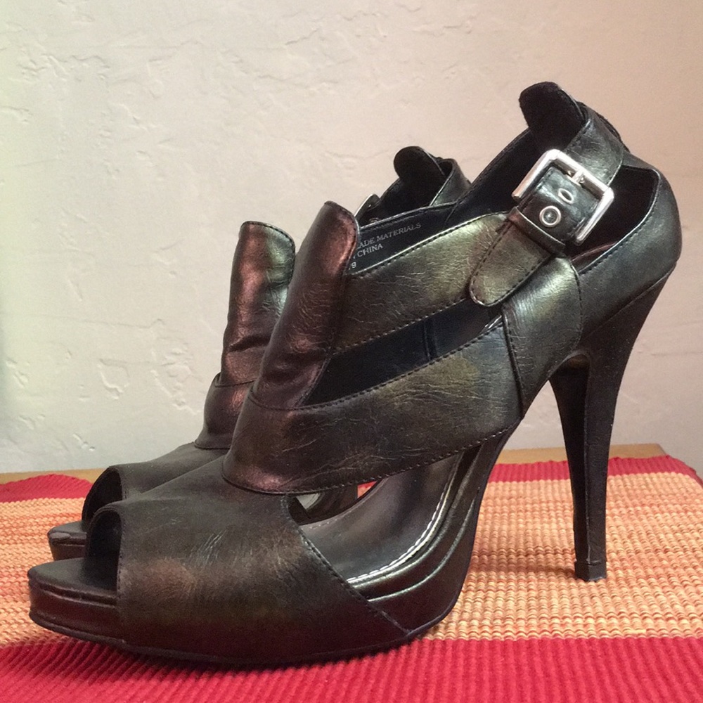 Diba Bronze Cage Stiletto Sandals sz 9